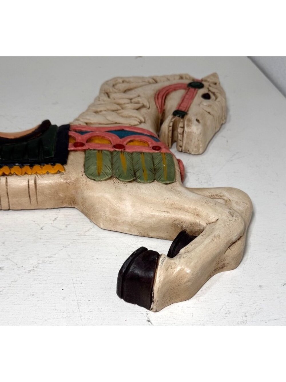 VTG Handmade Carved Painted Wooden Carousel Horse Wall Decor 26"x17" Multicolor - Picture 8 of 12